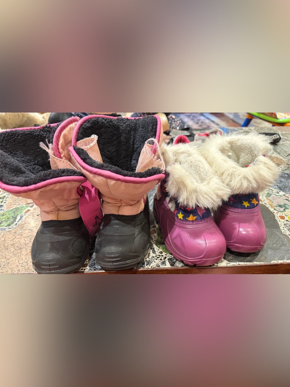 Two girl Kids Waterproof Winter Boots in Pink size 9 and 10